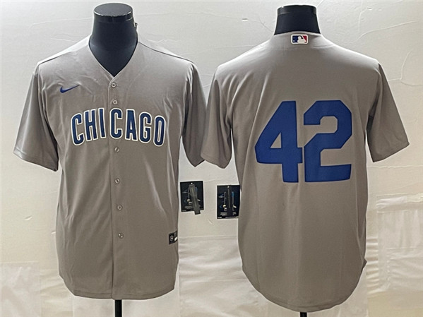 Men's Chicago Cubs #42 Bruce Sutter Gray Cool Base Stitched Jersey